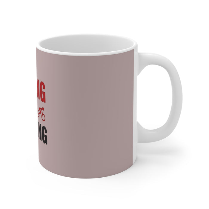11oz White Ceramic Triathlon Mug - detail view