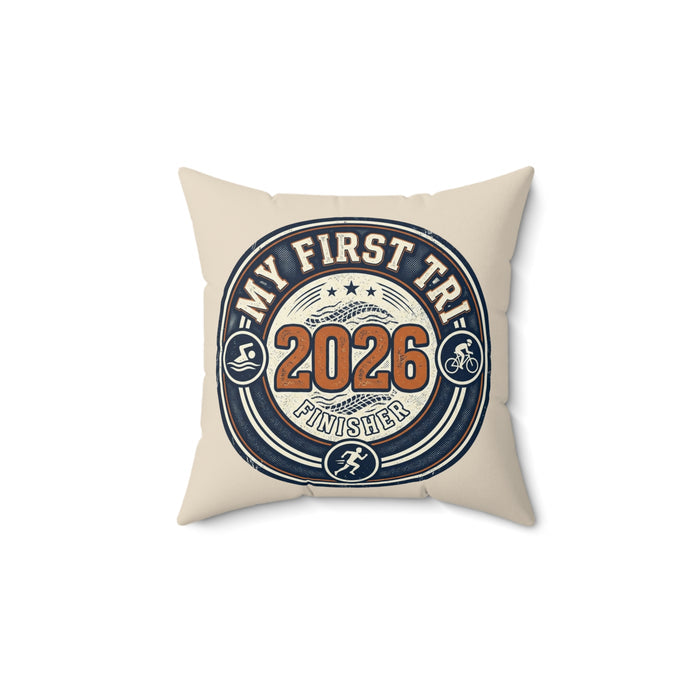 2026 My First Tri Finisher Throw Pillow – Triathlon Keepsake Decor