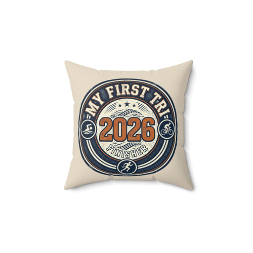 2026 My First Tri Finisher Throw Pillow – Triathlon Keepsake Decor