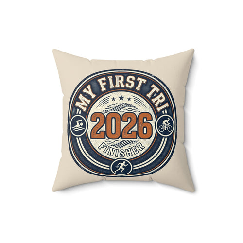 2026 My First Tri Finisher Throw Pillow – Triathlon Keepsake Decor