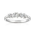 Sterling silver diamond ring with five multi-shaped lab-grown stones