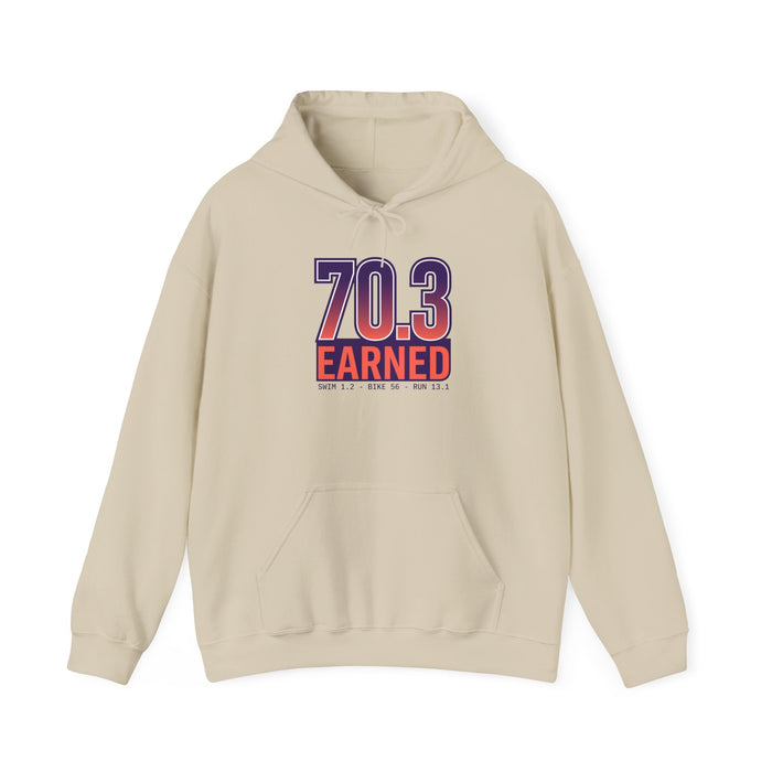 70.3 Earned Hoodie — Triathlon Half-Ironman 70.3 Finisher Sweatshirt