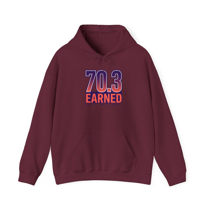 70.3 Earned Hoodie — Triathlon Half-Ironman 70.3 Finisher Sweatshirt