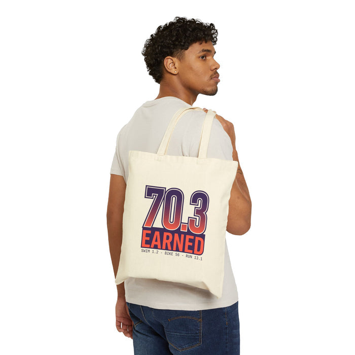 70.3 Earned Tote Bag — Triathlon Finisher Canvas Tote