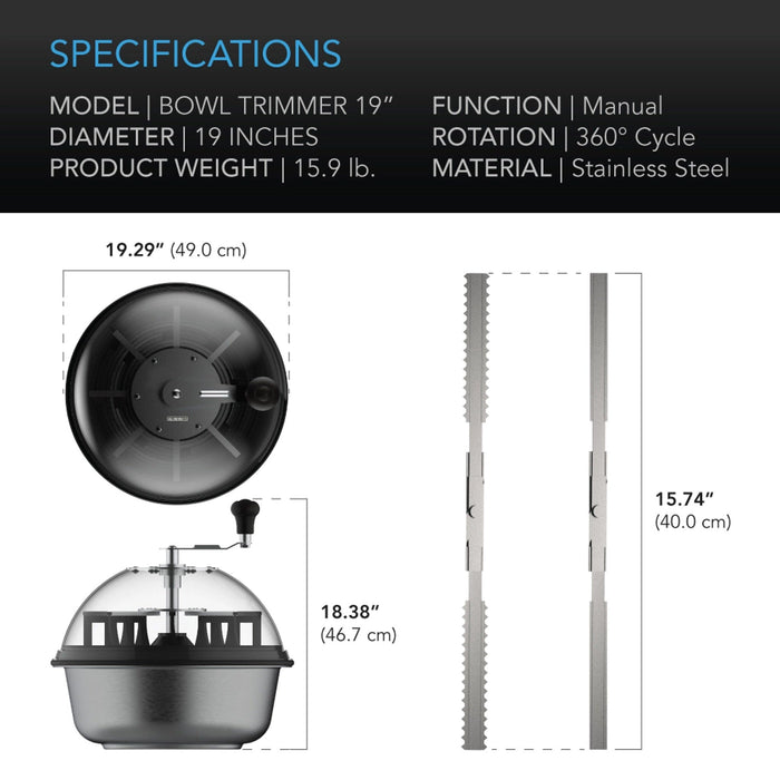 AC Infinity Bud Bowl trimmer, Twist Spin Cut With Clear Visibility Dome Wet Or Dry Product - 19 inch / 48.2cm