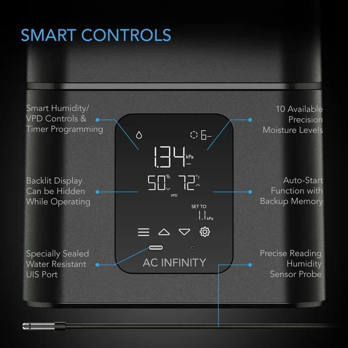 AC Infinity Cloudforge T7 V2 Plant Humidifier - 15L Smart Controls w Targeted Vaporising
