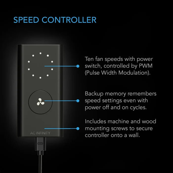AC Infinity Cloudline PRO S8 Quiet Inline Duct Fan With Speed Controller - 200mm