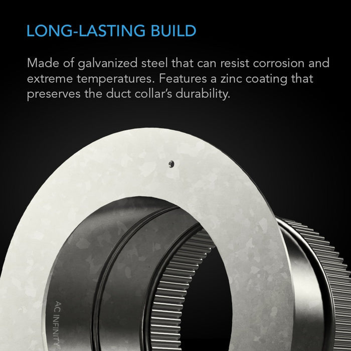 Ducting Collar, 150 mm (6 inch) Galvanised Steel AC Infinity - Quick Bloom Lights
