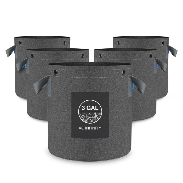 AC Infinity Heavy Duty Fabric Pots, 3 Gallon - 5 pack