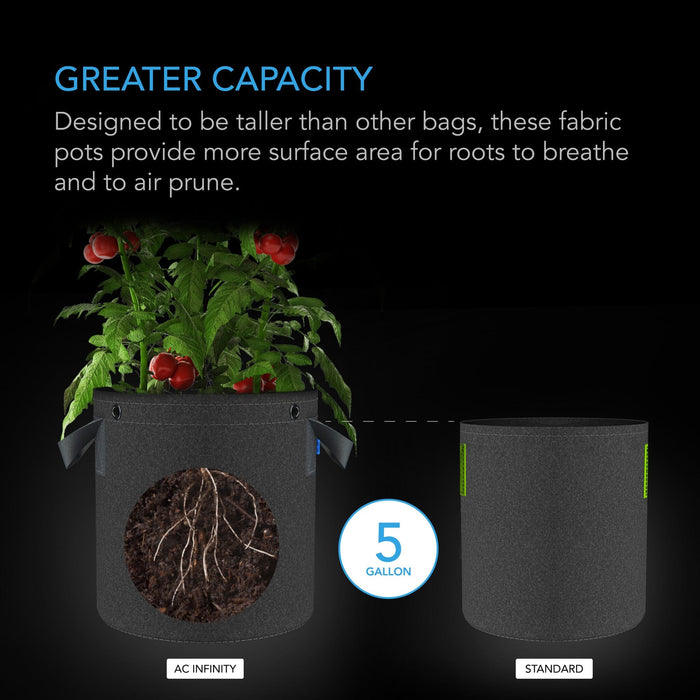 AC Infinity Heavy Duty Fabric Pots, 5 Gallon - 5 pack
