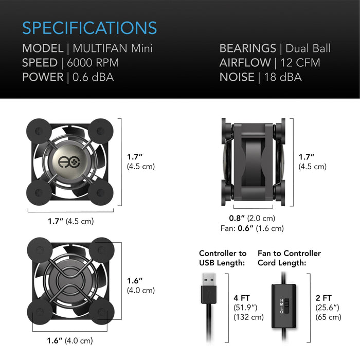 AC Infinity Multifan Mini Quiet USB Cooling Fan - 40mm