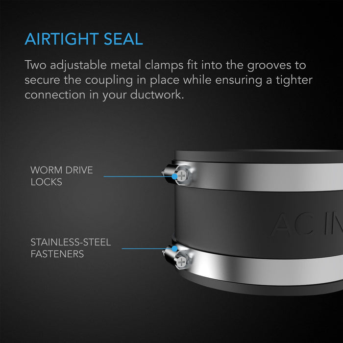 AC Infinity Noise Reduction Clamp, Duct Coupler with Stainless Steel Clamps - 6 inch | 150mm