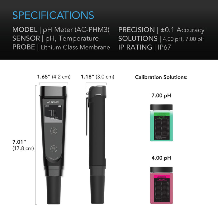 AC Infinity PH Meter Kit PH Pen Tester For Water