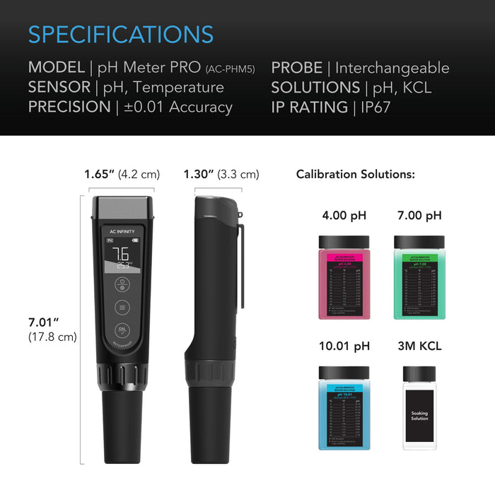 AC Infinity PH Meter Pro Kit With Interchangeable Probe