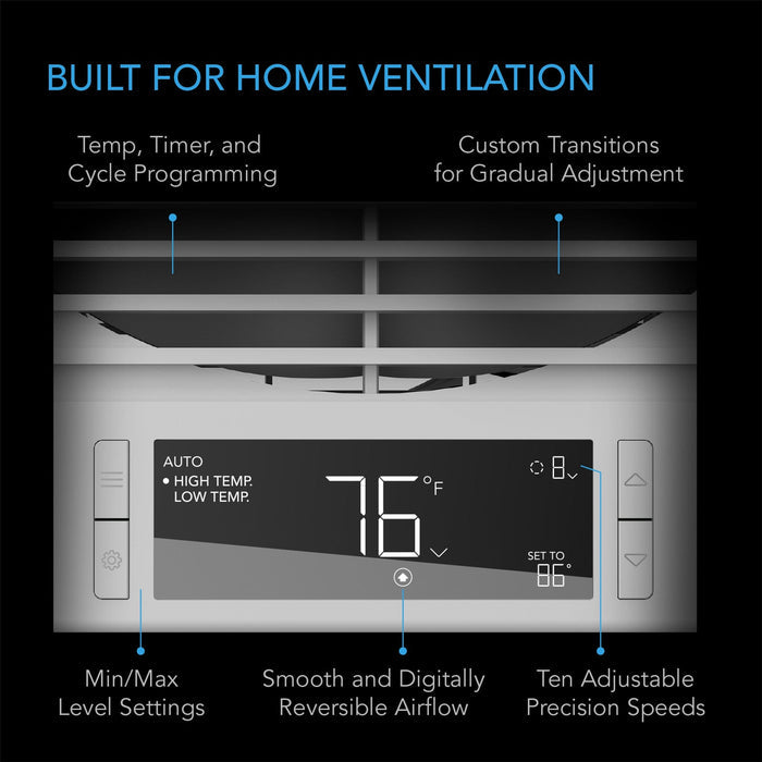 AC Infinity Room To Room Fan Two-Way Airflow, Temperature Controller - 8 Inch / 200mm
