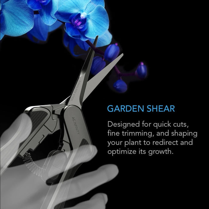 AC Infinity Stainless Steel Pruning Shear, Ergonomic Lightweight - 6.6” Straight Blades