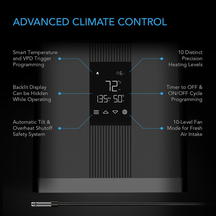 AC Infinity Thermoforge T3 Environmental Plant Heater, Smart VPD Controls
