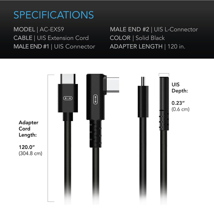 AC Infinity UIS to UIS Extension Cable, L-Shaped Male to Male | 10ft or 3.05M