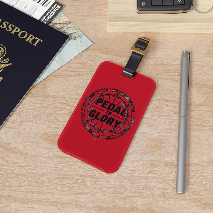 Acrylic Luggage Tag - Pedal To Glory Red Cycling Travel ID - Accessories - lifestyle view