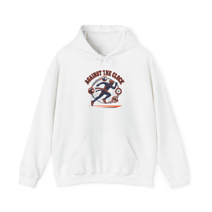 Against The Clock Running Hoodie — Retro Runner Graphic Sweatshirt