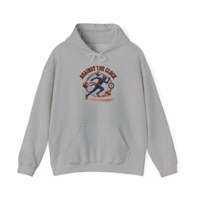 Against The Clock Running Hoodie — Retro Runner Graphic Sweatshirt