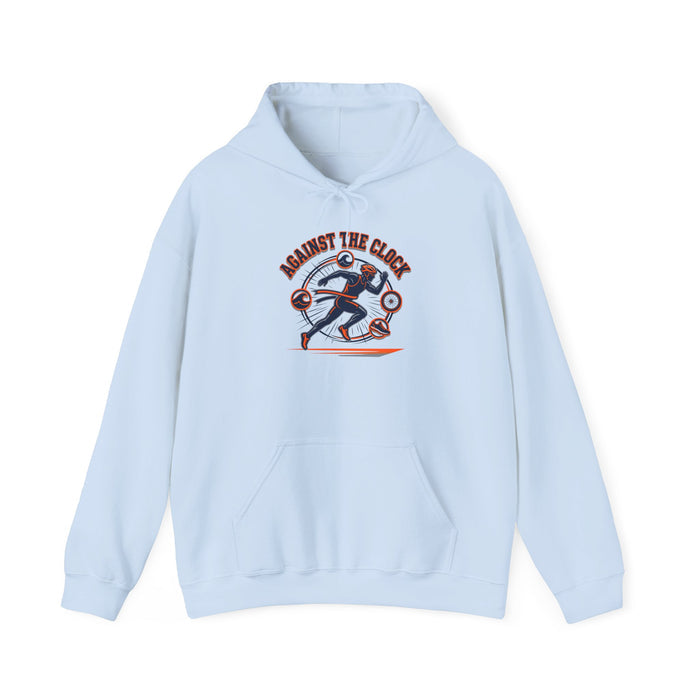 Against The Clock Running Hoodie — Retro Runner Graphic Sweatshirt