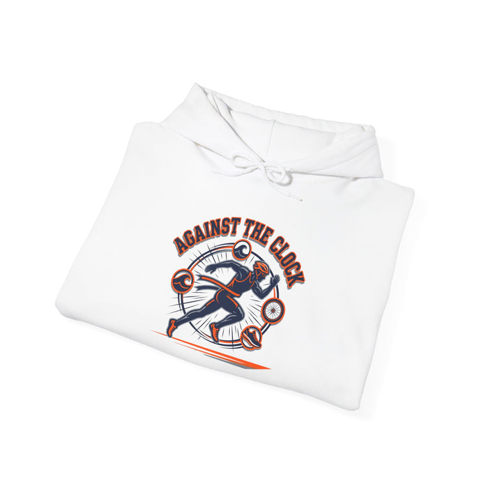 Against The Clock Running Hoodie — Retro Runner Graphic Sweatshirt