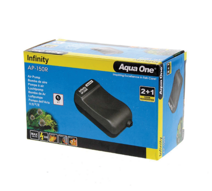 Aqua One Infinity Single Inline Air Pump With Airline Kit - AP150R - 100L/hr
