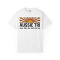 Aussie Tri Sunset T-Shirt — Swim. Bike. Run. Under the Sun.