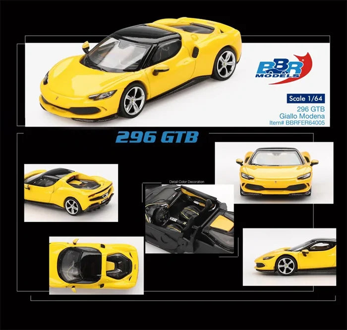BBR 1:64 296 GTB Giallo Modena Yellow Collection Miniature DieCast Model Car