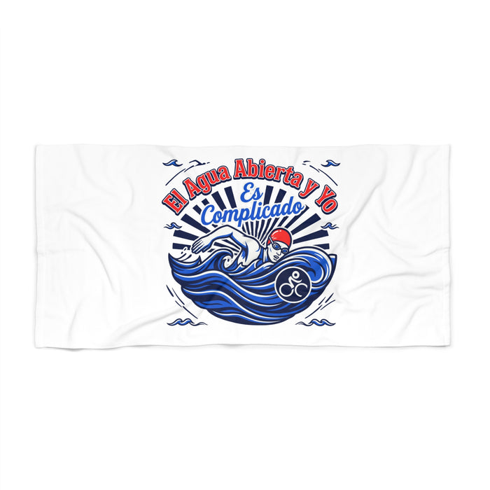 Beach Towel — "El Agua Abierta y Yo Es Complicado" Open Water Swimming Towel