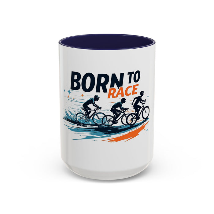 Born to Race Ceramic Cycling Mug - lifestyle view
