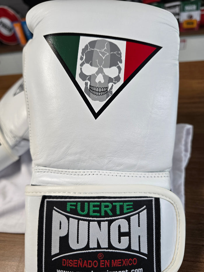 BOXING GLOVES - Mexican LUCKY 13 - Velcro 16oz - WHITE,BLACK,GREEN