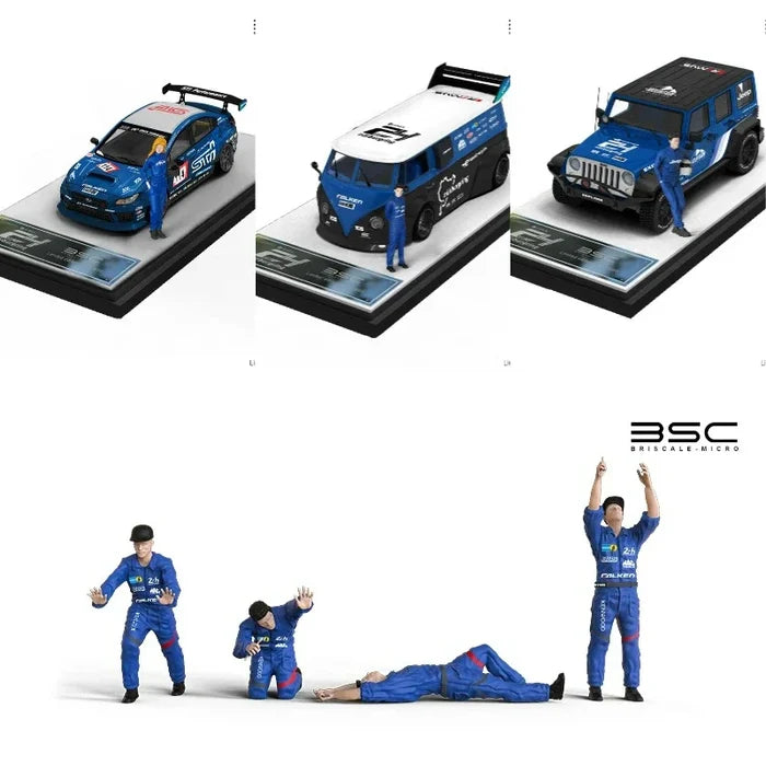 BSC 1:64 STI T1 Wrangler Figures set Trailer set limited499 Diecast Model Car