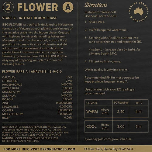Byron Bay Gold Flower A+B (1, 5 or 20L)