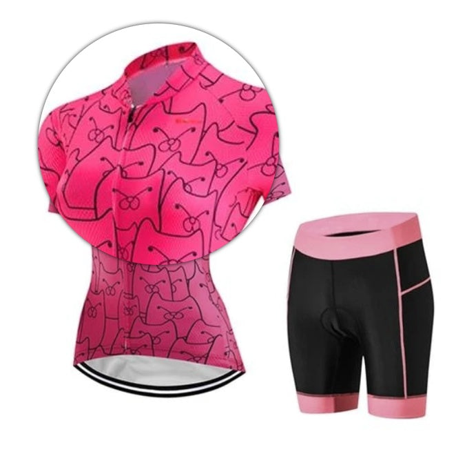 CatPink Customizable Cycling Kit for Triathletes - All Over Prints - detail view for triathlon