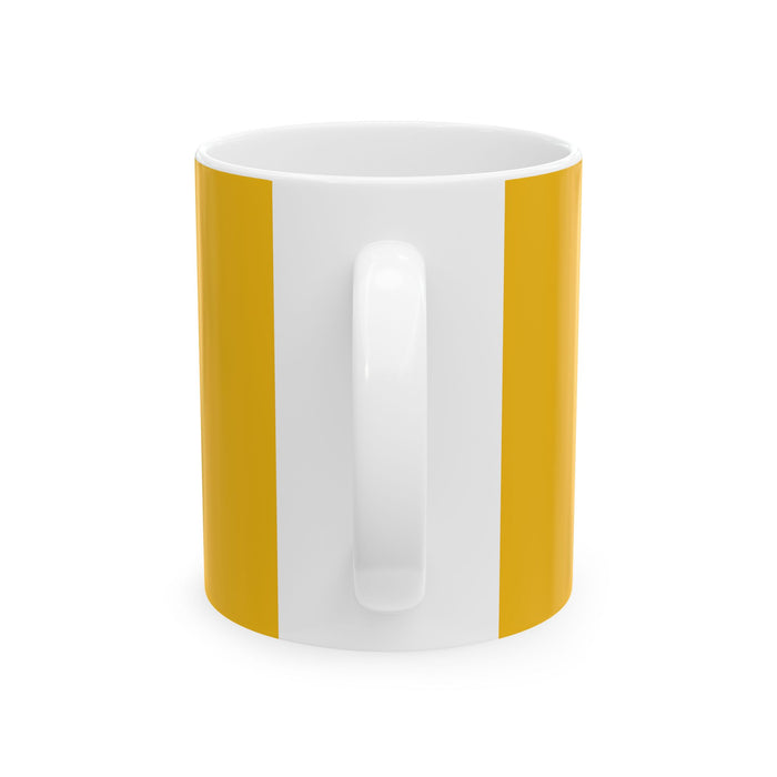 Ceramic Cycling Mug - Glossy Yellow Pedal To Glory Cog - alternate view