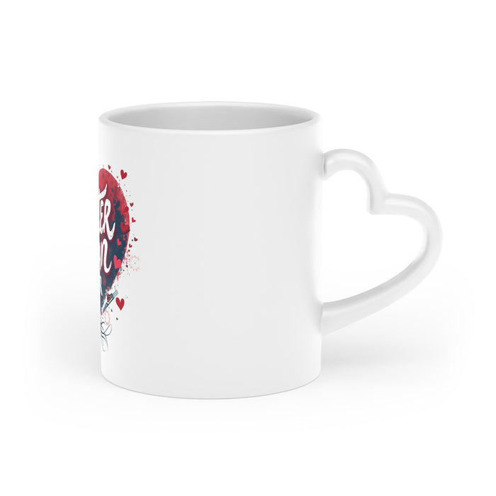 Ceramic Valentine's Coffee Mug with Heart Handle - lifestyle view