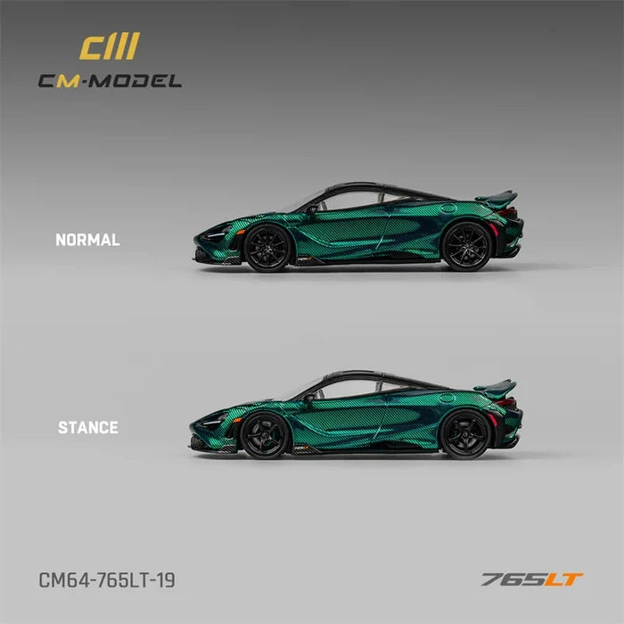 CM MODEL 1:64 765LT Chrome Green Fullcarbon Diecast Model Car