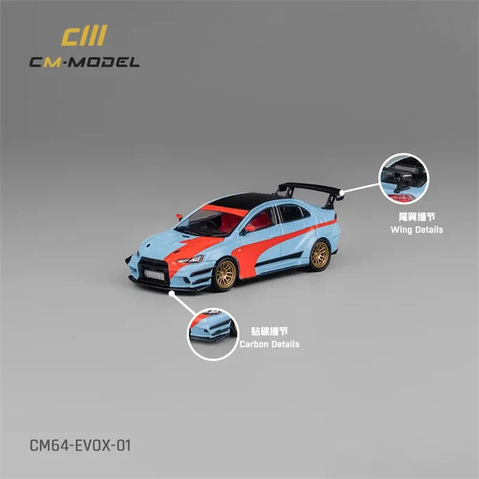CM MODEL 1:64 Lancer EvoX Varis Widebody  Orange&Blue Diecast Model Car