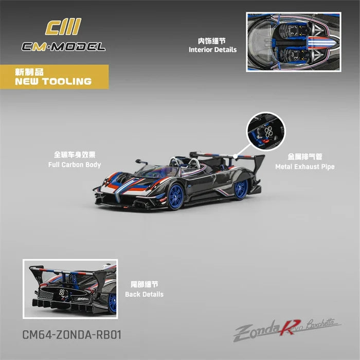 CM MODEL 1:64 Pagani Zonda Revo Barchetta 1of1 Black Diecast Model Car