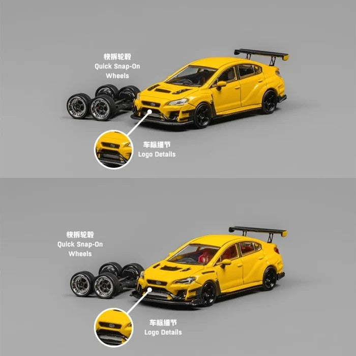 CM MODEL 1:64 STI WRX Varis Yellow Collection Miniature DieCast Model Car