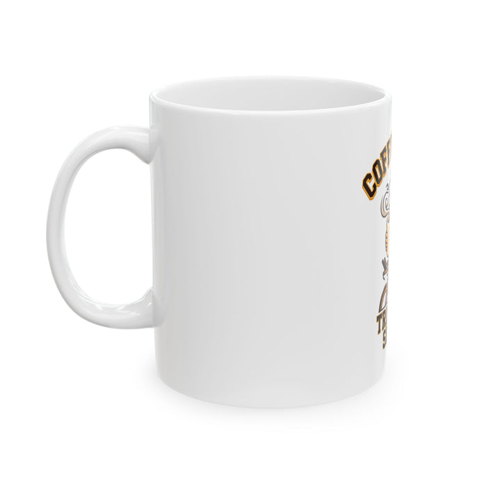 Coffee First Triathlon Mug — Funny Cyclist Ceramic Coffee Cup (11oz/15oz)
