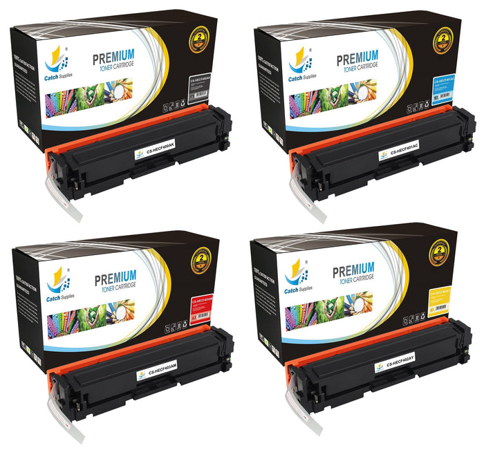 Compatible HP CF400A, CF401A, CF402A, CF403A Standard-Yield Toner Cartridges, 4-Pack