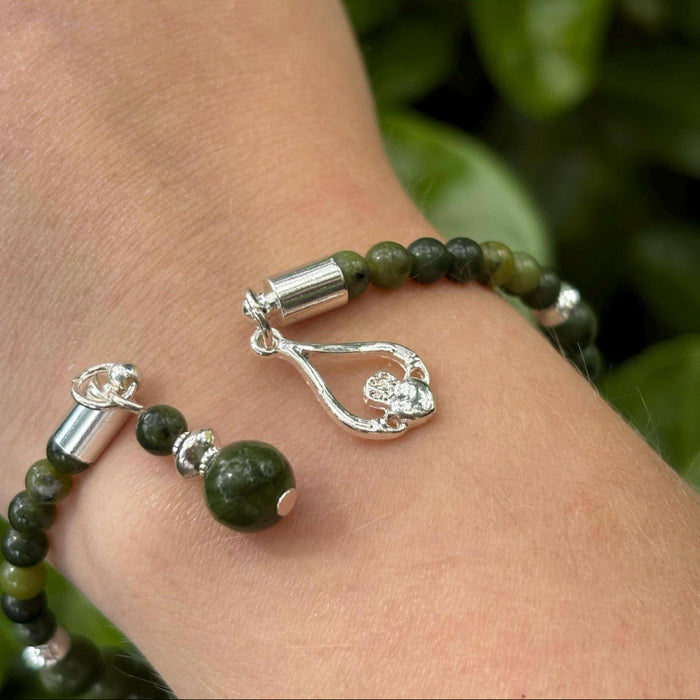 Connemara Marble Horseshoe Bracelet - Claddagh Charm