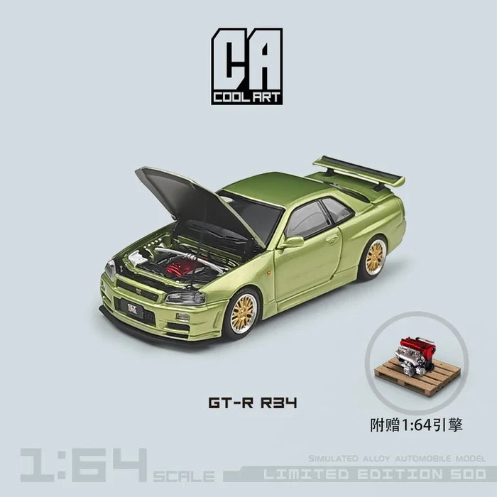 Cool ART 1:64 Nissan Gtr34 Blue / Green / Purple limited500 Diecast Model Car