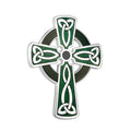 Cross Brooch with Green Enamel