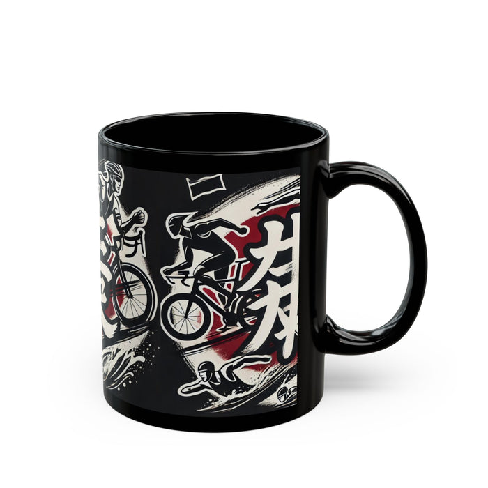 Customizable Black Ceramic Triathlon Mug - size chart