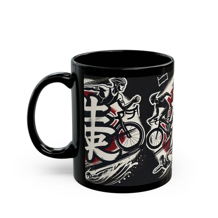 Customizable Black Ceramic Triathlon Mug - size chart