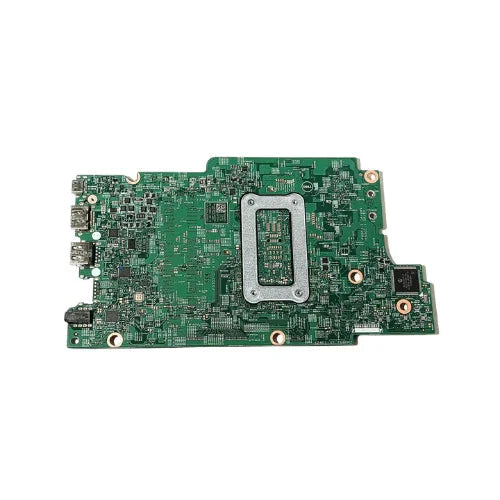 A refurbished green Dell Latitude 3390 2-in-1 i5 8250U Motherboard (K3GFH | Wty) with various integrated circuits and connectors, isolated on a white background.